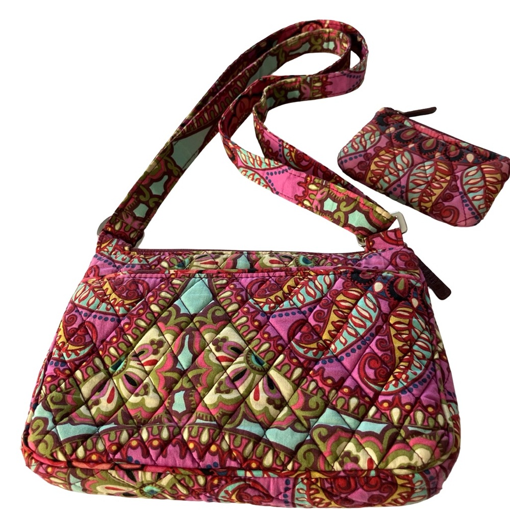 Vera Bradley 2 Piece Set Hipster Crossbody Handbag & Coin Purse Paisley Women’s